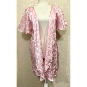 Rise Stevens Vintage 60s/70s Pink Floral Flutter Sleeve Robe